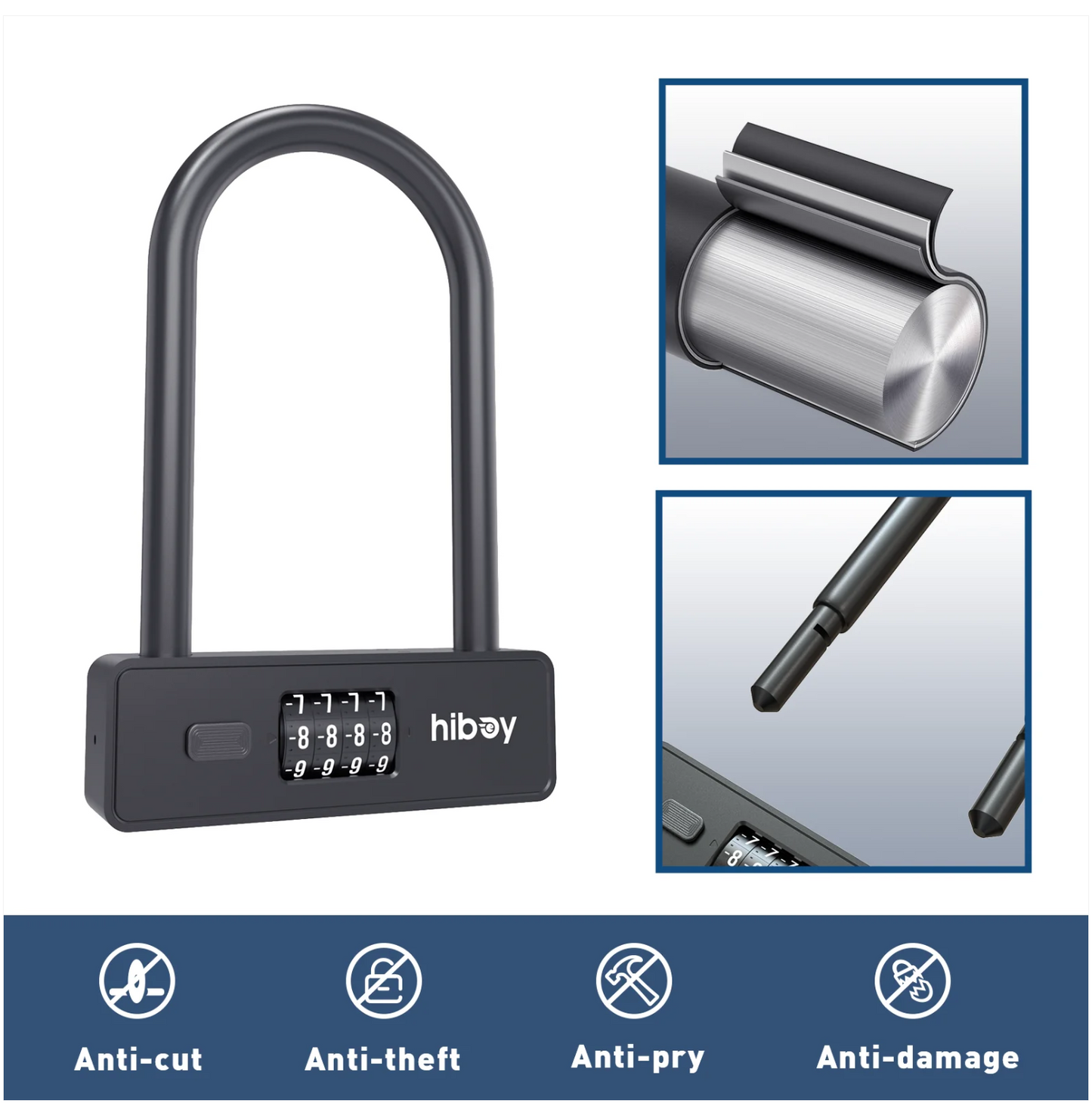 Hiboy Combination U-Lock for Scooter or Bike
